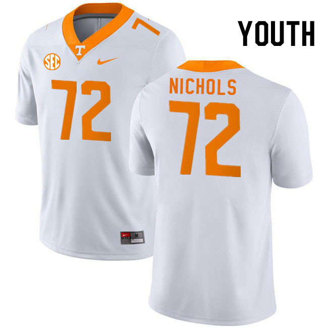 Youth #72 Addison Nichols Tennessee Volunteers College Football Jerseys Stitched Sale-White - Click Image to Close